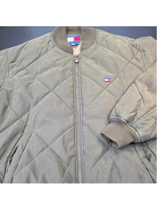 tommy-hilfiger Other - Vintage Tommy Hilfiger Quilted Bomber Jacket Olive Green Full Zip Men's Medium #